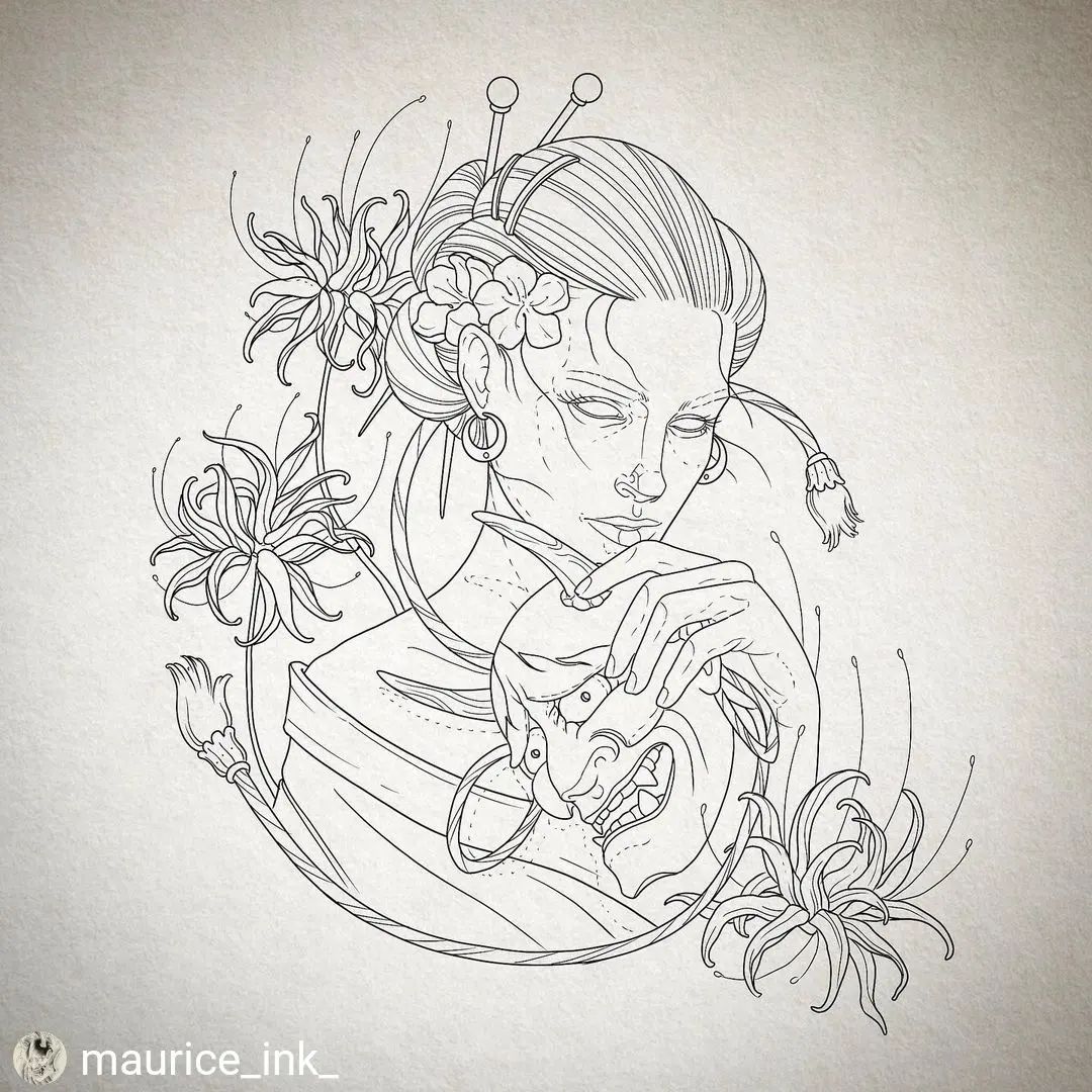 Neues Design von @maurice_ink_
...
Geisha design for Klara 

#tattoo #japaneseta