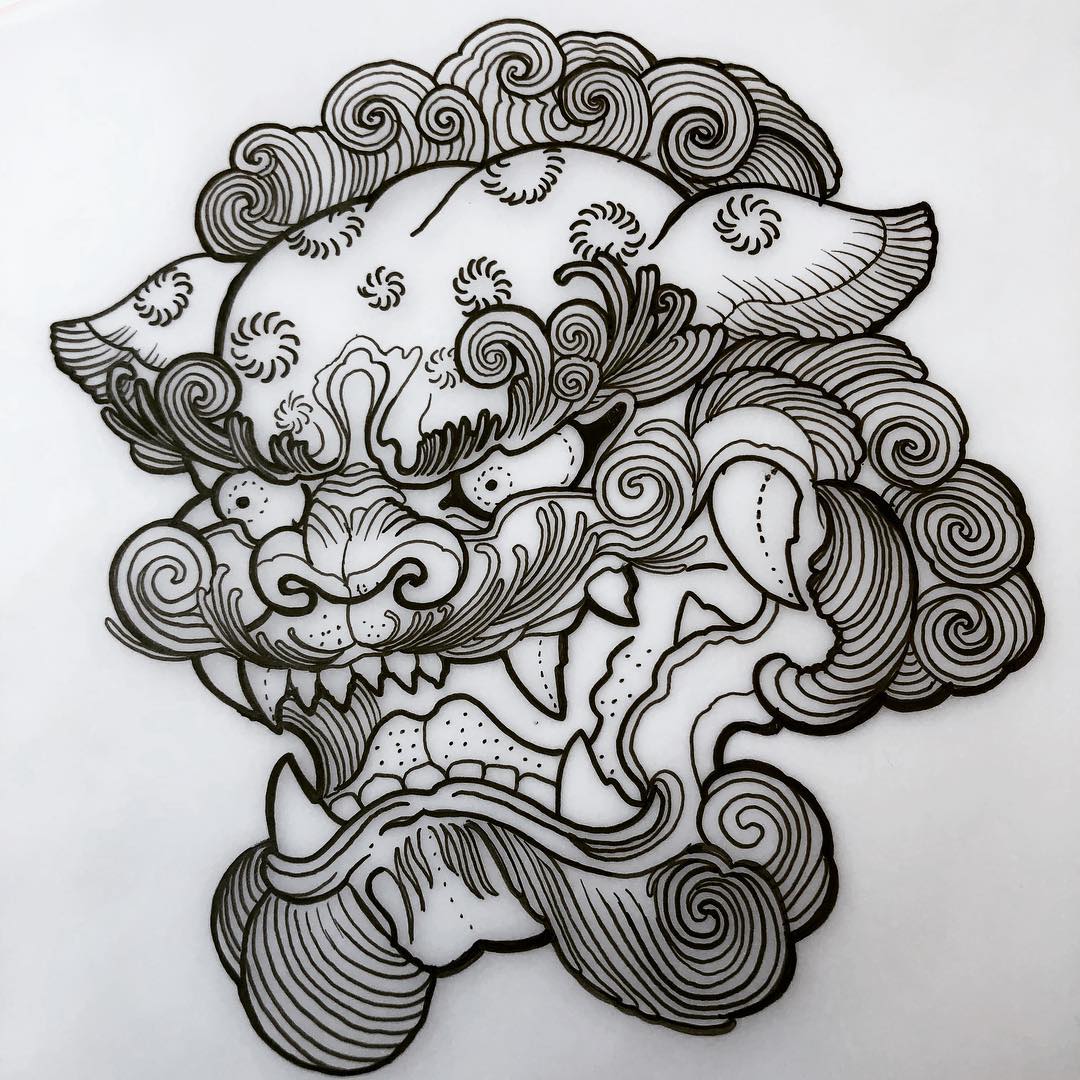 #foodog #linework #tattoodesign #wauzi #tattoosketch #blackwork #freywerk #frey