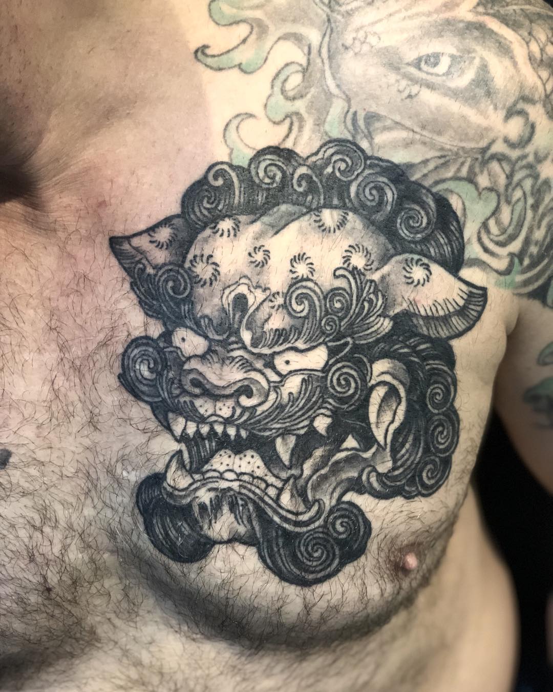 Healed Foo Dog  #foodog #chinesetattoo #wächter #blackngrey #blackwork #blackwor