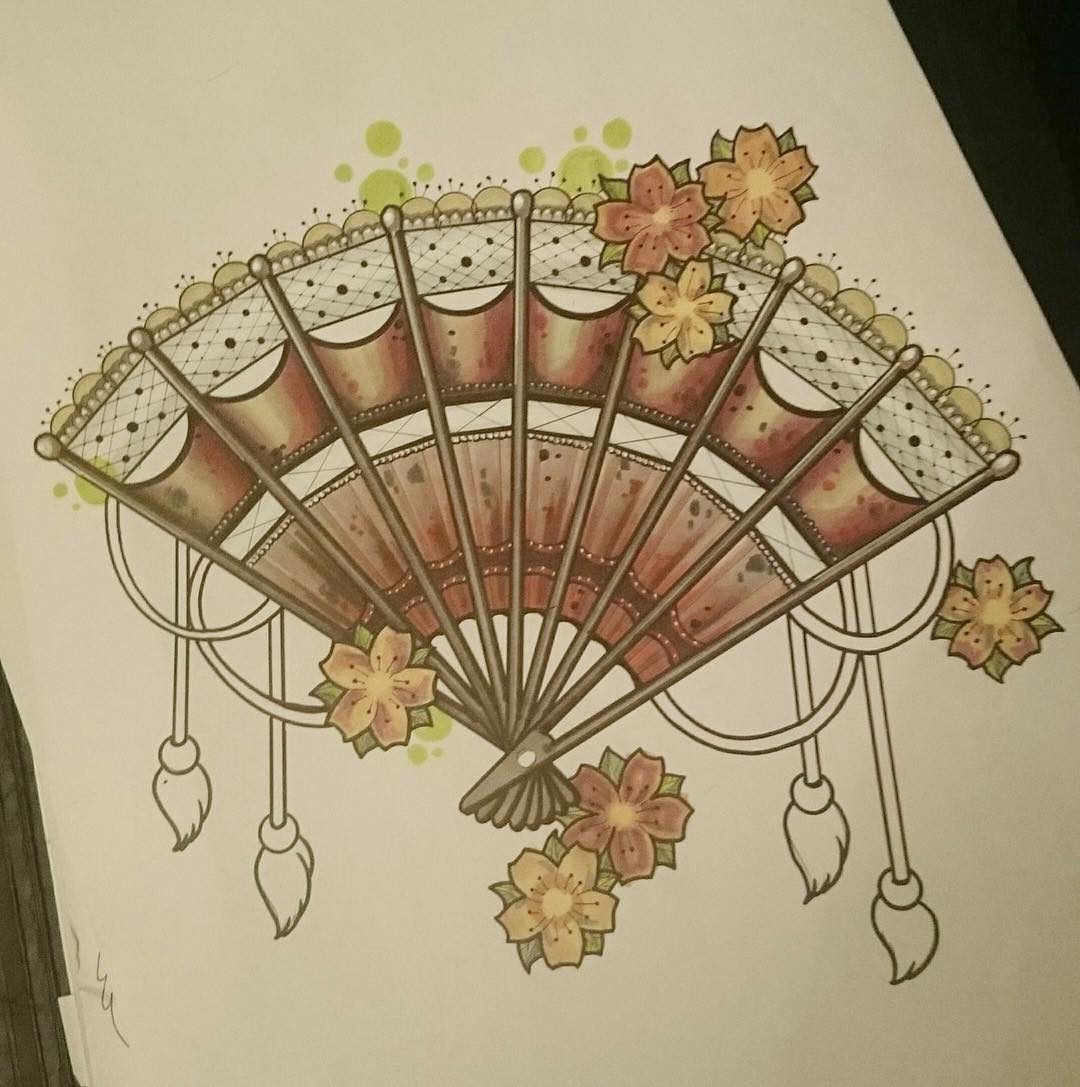 Käte #inprogress #wip #fächer #handfan #tattoosketch #wannado #cherryblossom #co