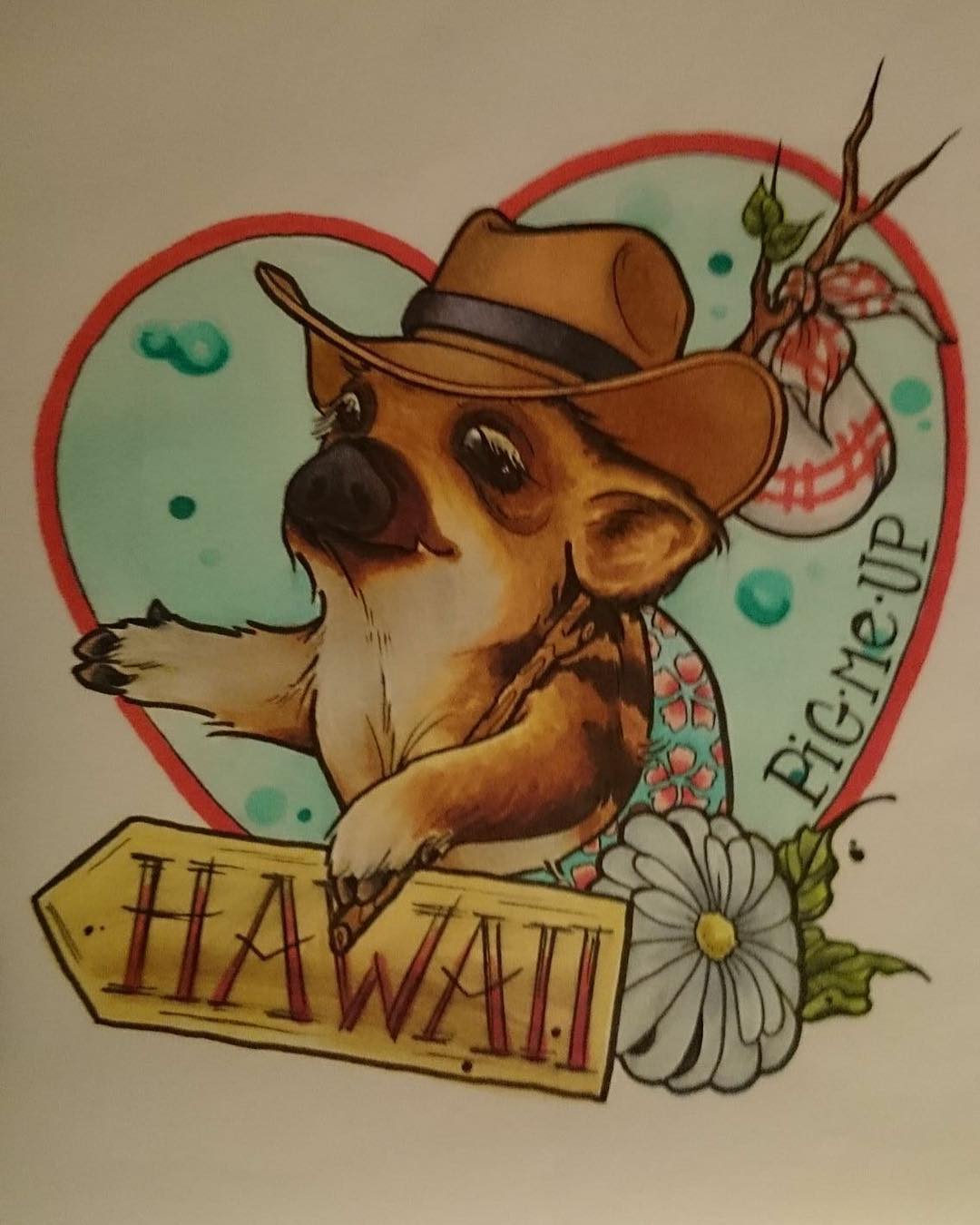 Käte #pigmeup #offtohawaii #tschö #frischling #cute #tattoosketch #copicmarkers