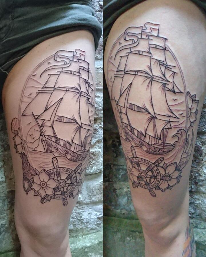 Von gestern. Der Anfang ist gemacht. Danke Lara :) #sailingship #linework #first