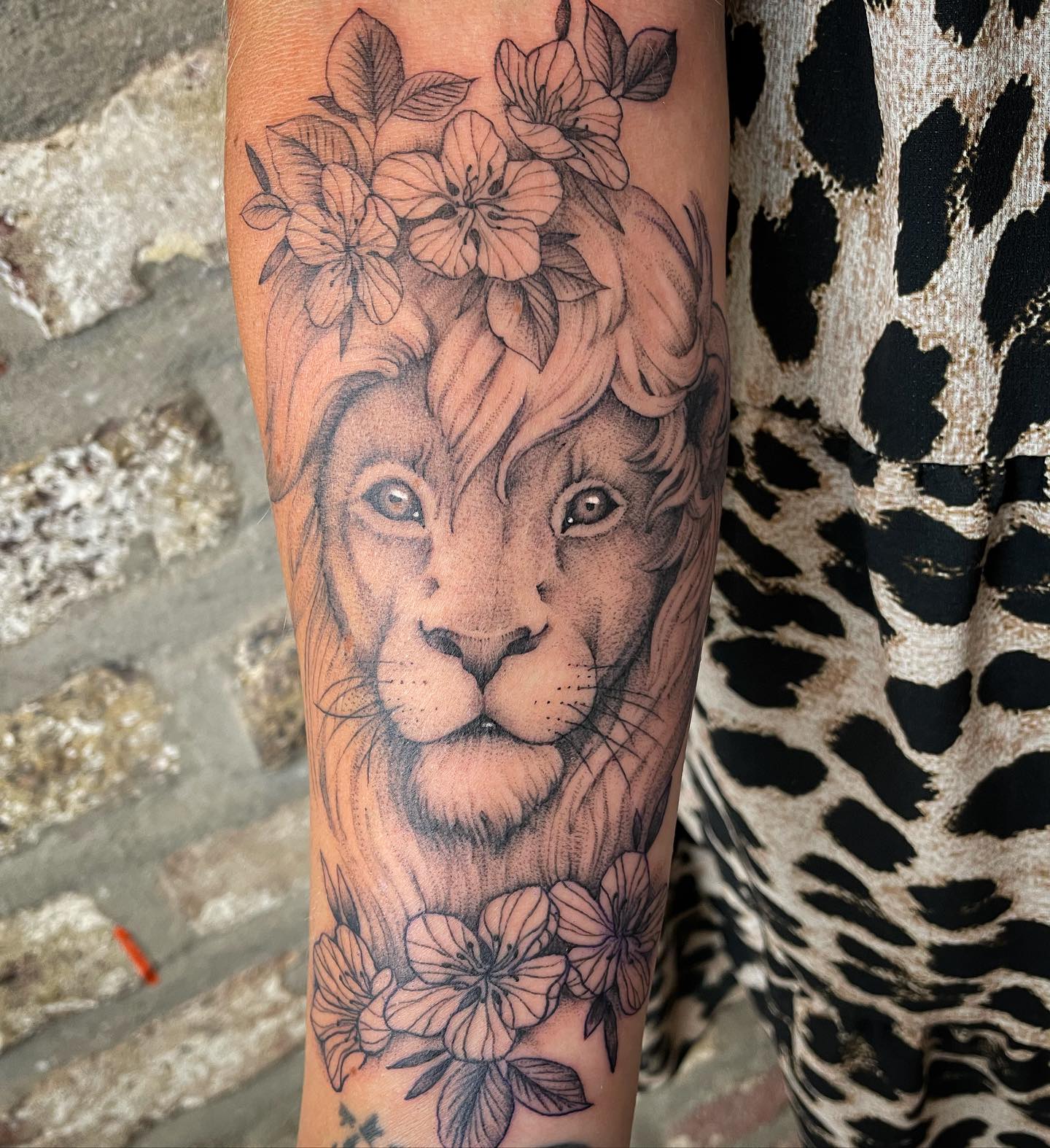 Löwe und Kirschblüten  • • •  #tattoo #tattoos #liontattoo #cherryblossom #ink #
