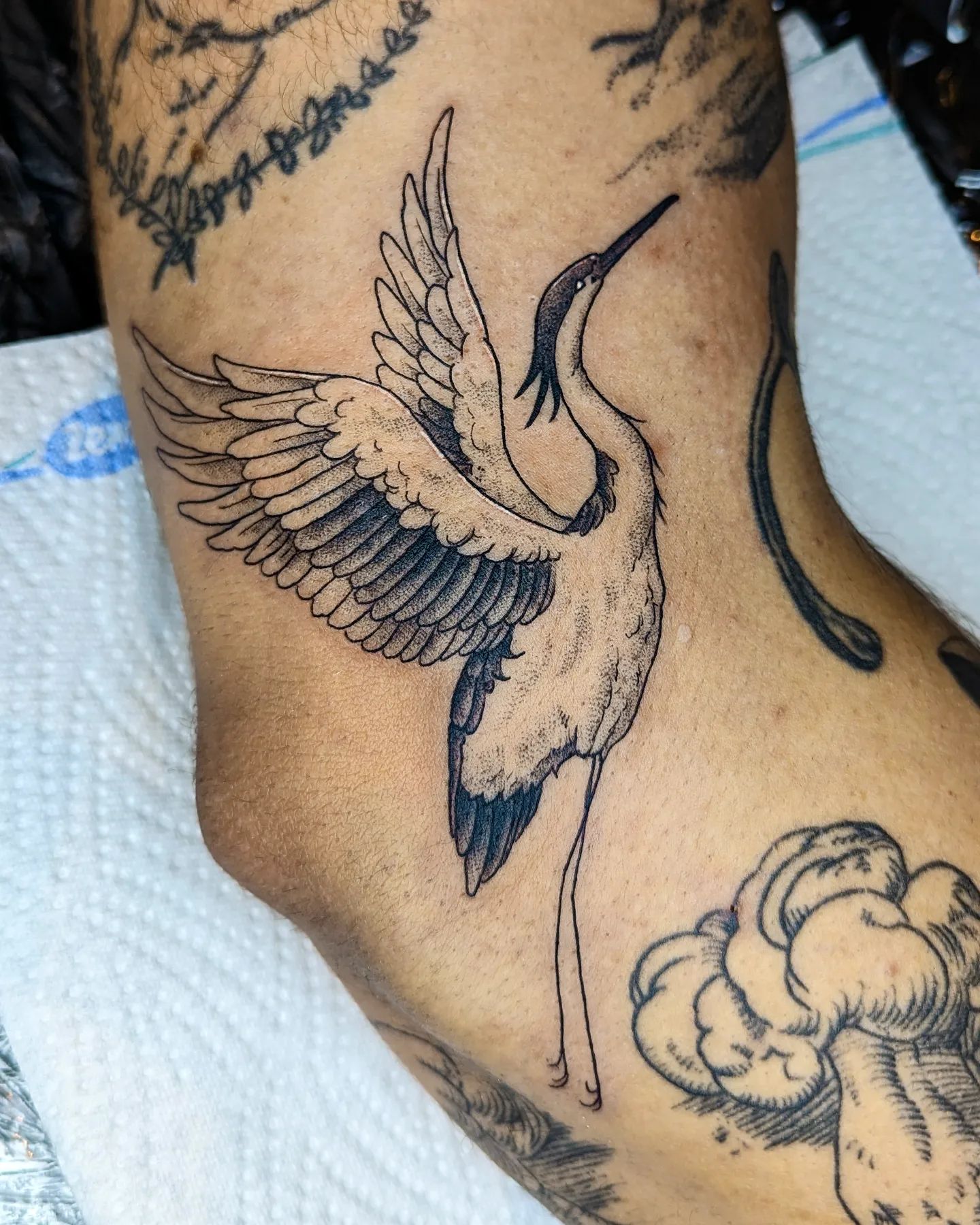 Crane filling an empty spot on @r.reider 's arm
.
#ink #inked #tattooartist #art