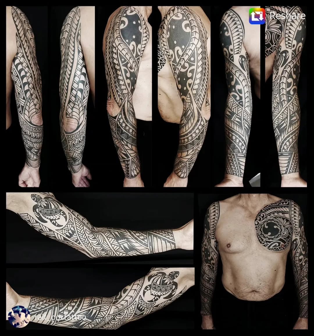 Arbeit von @ralf_poztattoo 

Die größeren Flächen sind Cover ups von kleinen ält...
