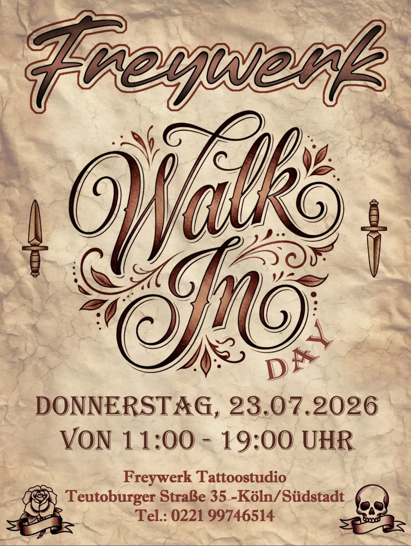 Wir machen am kommenden Donnerstag einen Walk In Day bei uns im Studio. @kaete.o